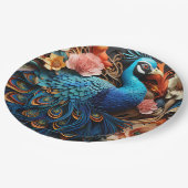 Peacock Rose Elegante Hübsche Pappteller (Schrägansicht)
