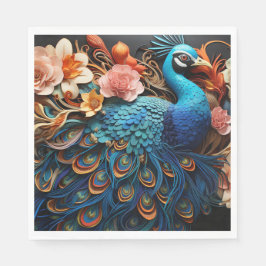 Peacock Rose Elegantes Hübsches Papier Napkins Serviette