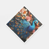Peacock Rose Elegantes Hübsches Papier Napkins Serviette (Ecke)