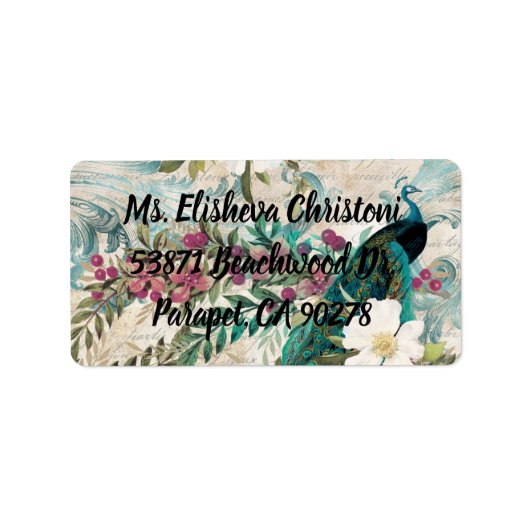 Peacock Rücksendeadressen-Aufklebers Peacocks Adressaufkleber (Vorne)