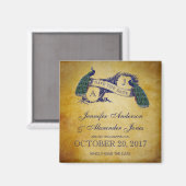 Peacock Rustic Save the Date Magnet (Vorderseite/Rückseite)