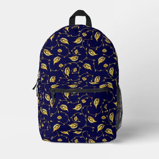 Peacock Sari Pattern Bedruckter Rucksack (Vorderseite)