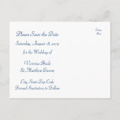 Peacock Save the Date Ankündigungspostkarte (Rückseite)