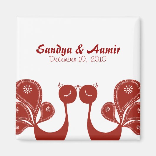 Peacock Save the Date - Crimson Magnet (Vorne)