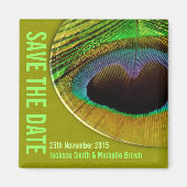 Peacock Save the Date Green Magnet (Vorne)