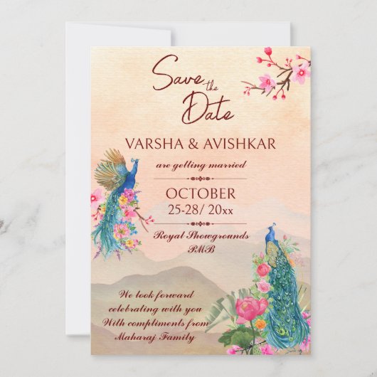 Peacock-Save the Date Vorlageneinladung Einladung (Vorderseite)