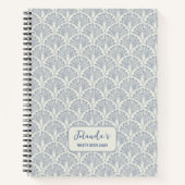 Peacock Scallop Muster Blau Weiß Personalisiert Notizblock (Vorderseite)