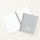 Peacock Scallop Muster Blau Weiß Personalisiert Notizblock (Innenseite)