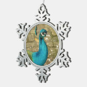 Peacock Schöne Naturfotografie Schneeflocken Zinn-Ornament (Rechts)