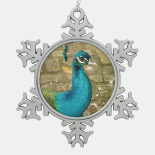 Peacock Schöne Naturfotografie Schneeflocken Zinn-Ornament