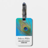 Peacock Schwanz Feather Gepäckanhänger (Rückseite vertikal)