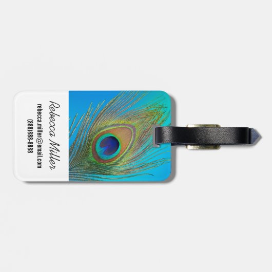 Peacock Schwanz Feather Gepäckanhänger (Rückseite horizontal)