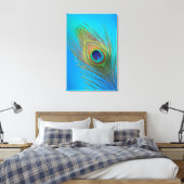 Peacock Schwanz Feather Leinwanddruck (Insitu (Schlafzimmer))