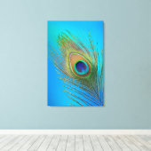 Peacock Schwanz Feather Leinwanddruck (Insitu (Holzboden))