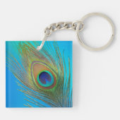 Peacock Schwanz Feather Schlüsselanhänger (Rückseite)