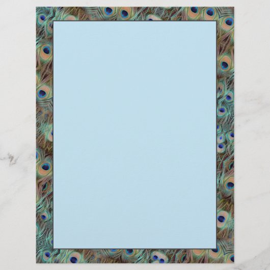Peacock Schwanz Feathers Design 8.5 x 11 Stationar (Vorderseite)
