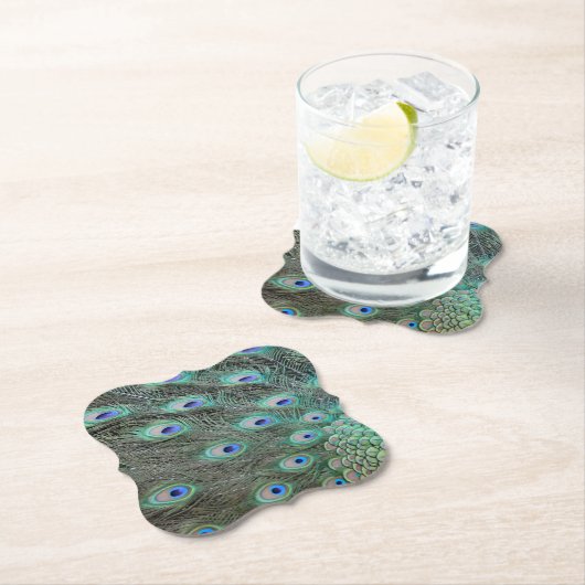 Peacock Schwanz Feathers Untersetzer (Vor Ort)