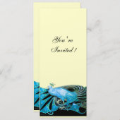 PEACOCK Schwarz, Blau, Gold, Metallpapier Einladung (Vorne/Hinten)