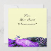 PEACOCK Schwarz, lila, platinmetallisches Papier Einladung (Rückseite)