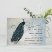 Peacock Scroll Bridal Dusche Einladung (Stehend Vorderseite)