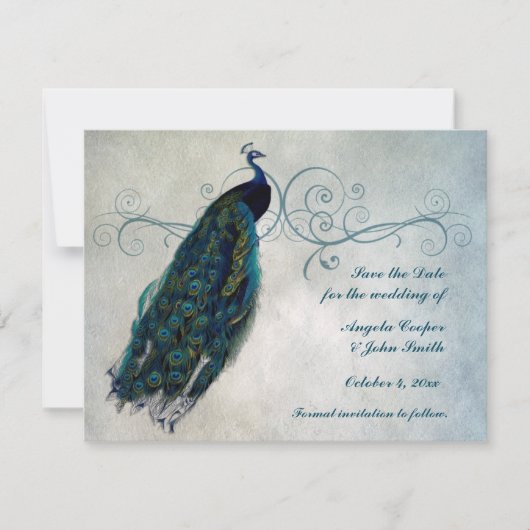 Peacock Scroll Save the Date (Vorderseite)