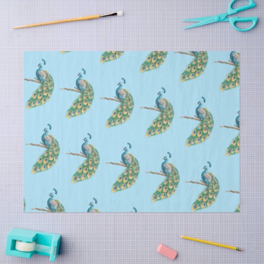 Peacock-Serie Design 3 - blaues Gewebepapier Seidenpapier (Basteln)