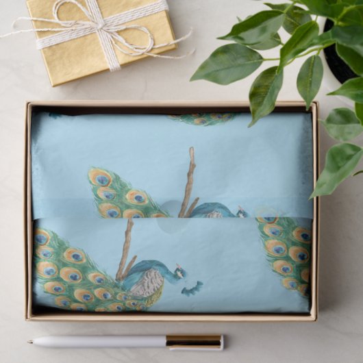 Peacock-Serie Design 3 - blaues Gewebepapier Seidenpapier (Geschenk)