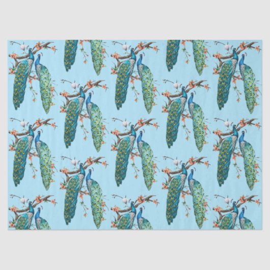 Peacock-Serie Design 6 blaues Tissue Paper Seidenpapier (Vorderseite)