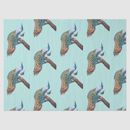 Peacock Serie Design 9 blaues Gewebepapier Seidenpapier (Vorderseite)