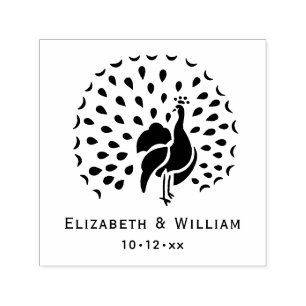 Peacock Silhouette #1 Bride Groom Couple Permastempel