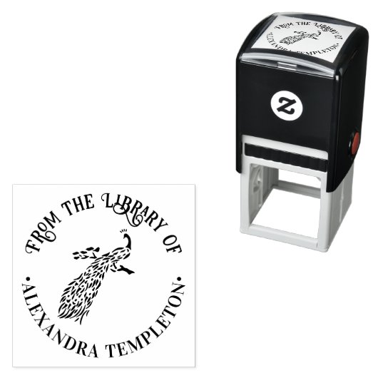 Peacock Silhouette #3 "From the Library" Name Permastempel (Beispiel)