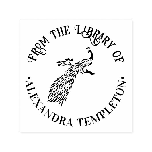 Peacock Silhouette #3 "From the Library" Name Permastempel (Design)