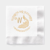 Peacock Silhouette #4 Couple Name Single Initial Servietten Mit Folie (Vorderseite)