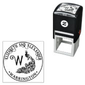 Peacock Silhouette #4F Couple Name Single Initial Permastempel (Beispiel)