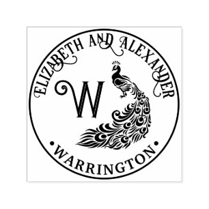 Peacock Silhouette #4F Couple Name Single Initial Permastempel