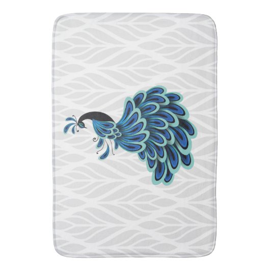 Peacock Silver Design Bath Mat Badematte (Vorderseite Vertikal)