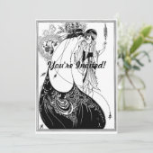 Peacock Skirt Beardsley Art Nouveau Einladung (Stehend Vorderseite)