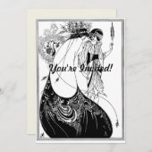 Peacock Skirt Beardsley Art Nouveau Einladung (Vorne/Hinten)