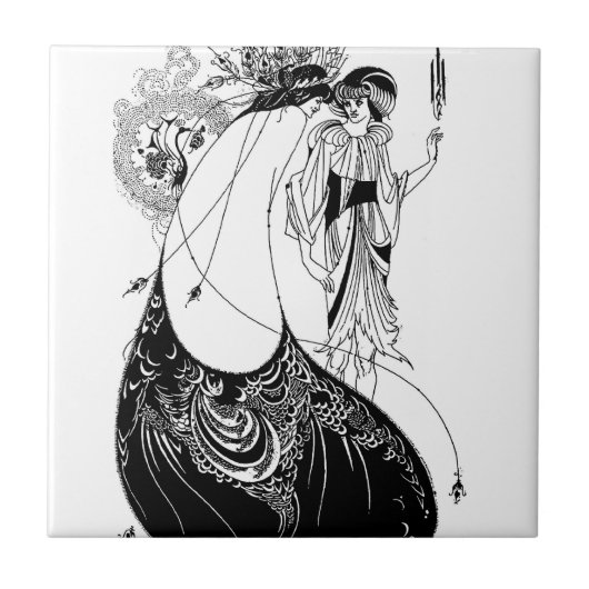 Peacock Skirt Beardsley Art Nouveau Fliese (Vorderseite)