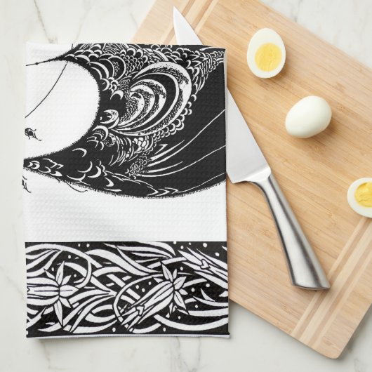 Peacock Skirt Beardsley Art Nouveau Geschirrtuch (Viertel Falte)