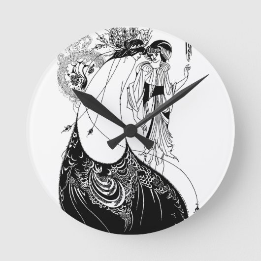 Peacock Skirt Beardsley Art Nouveau Runde Wanduhr (Vorderseite)