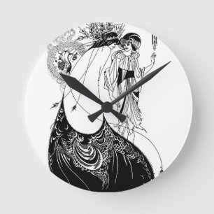 Peacock Skirt Beardsley Art Nouveau Runde Wanduhr