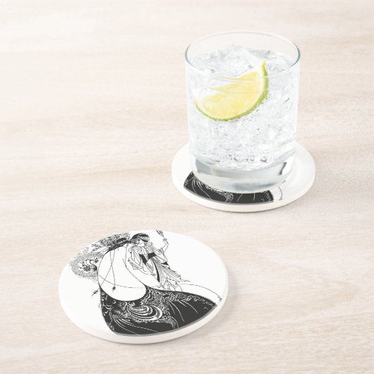 Peacock Skirt Beardsley Art Nouveau Sandstein Untersetzer (Seite)