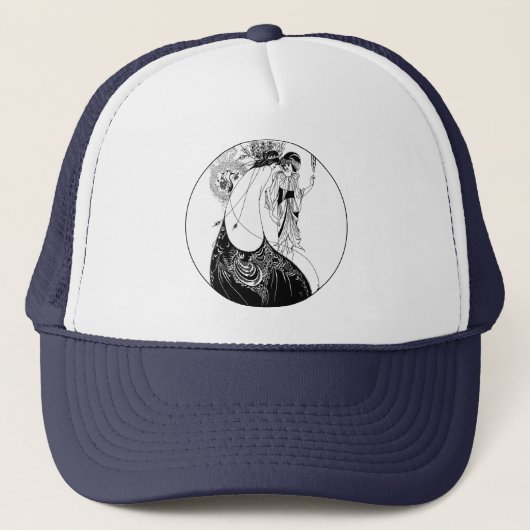 Peacock Skirt Beardsley Art Nouveau Truckerkappe (Vorderseite)