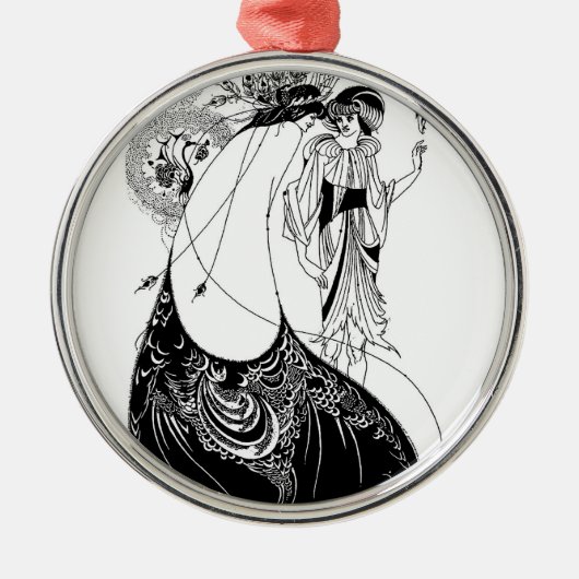 Peacock Skirt Beardsley Nouveau Silbernes Ornament (Vorne)