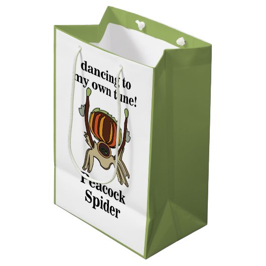 Peacock Spider Funny Mittlere Geschenktüte (Vorderseite Schrägansicht)