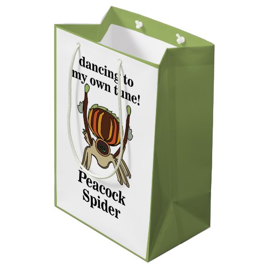 Peacock Spider Funny Mittlere Geschenktüte (Rückseite Schrägansicht)