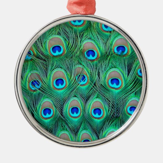 Peacock Splendor Silbernes Ornament (Vorne)
