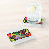 Peacock spring Art Glasuntersetzer (Schrägansicht)