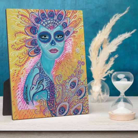 Peacock Sugar Skull Art Fotoplatte (Seite)